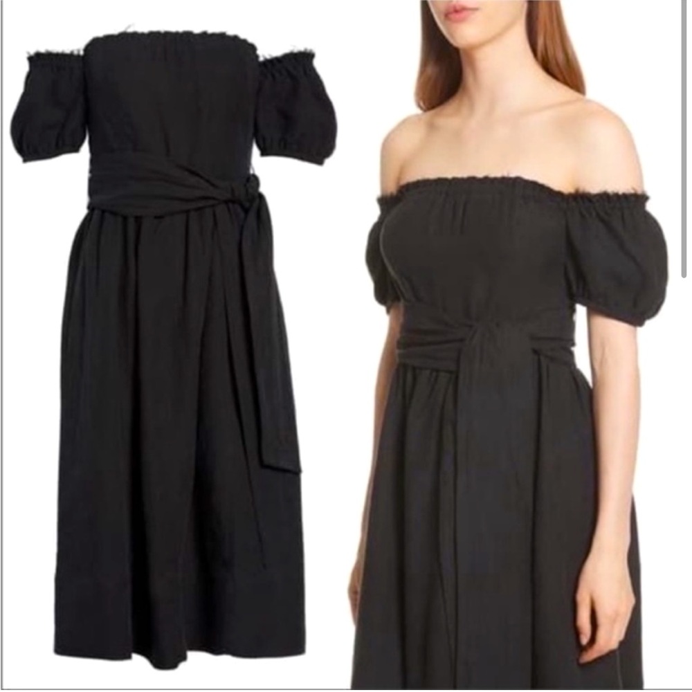 Apiece Apart Lalla Linen Midi Dress w Optional Sash Tie Waist Belt